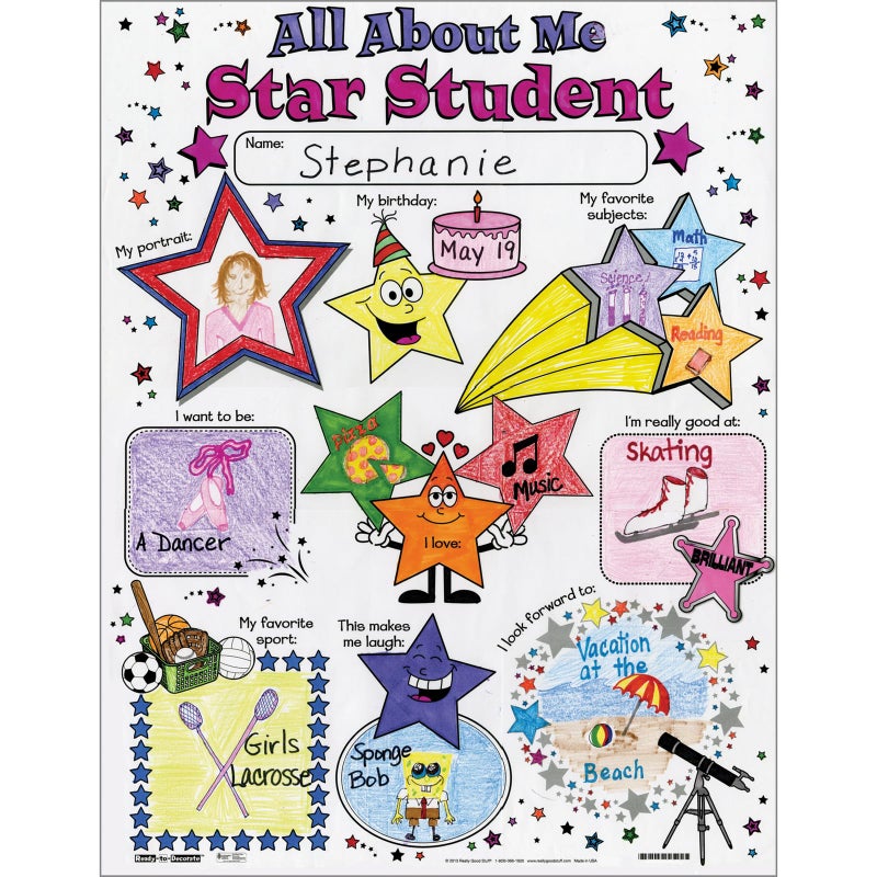 Really Good Stuff Ready-to-Decorate All About Me Star Student Posters - 24 Posters - Image 1